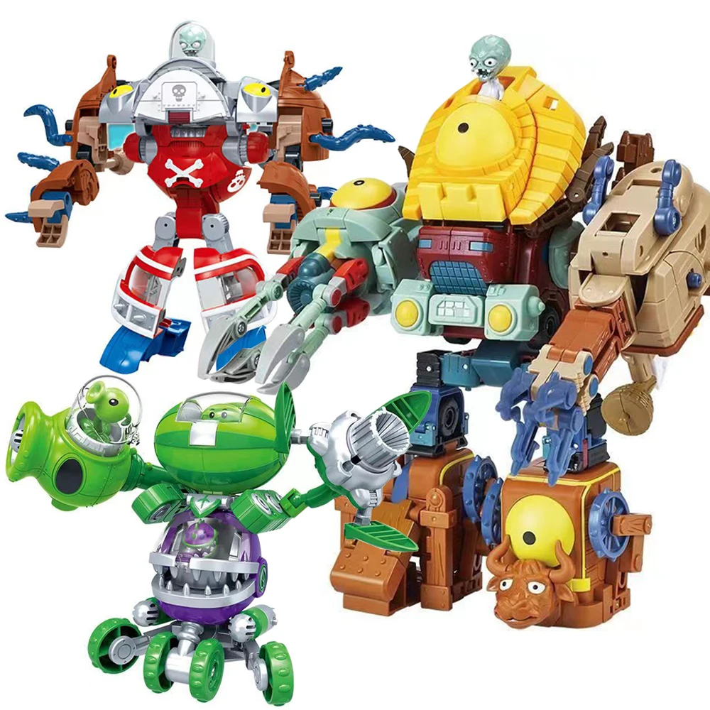 Plants Vs. Zombies Boss Robot Melon-pult Chomper Action Figure Model Set PVC Deformation Doll Toys for Kids Gift