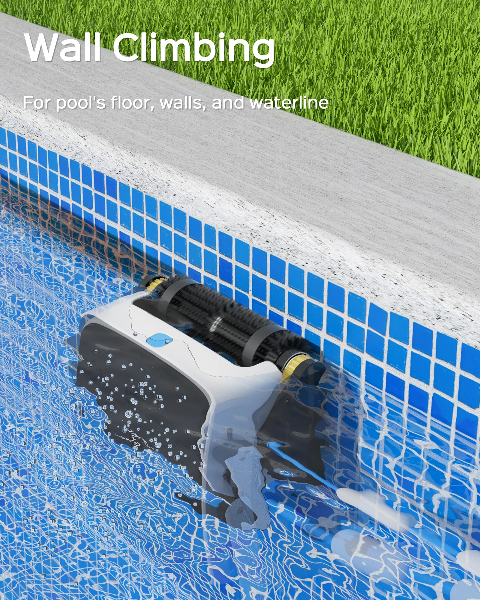 Aspirateur Robot pour Piscine Murale, Balai à Récurer pour l'annulation, Câble Flottant de 15m, Haute Aspiration