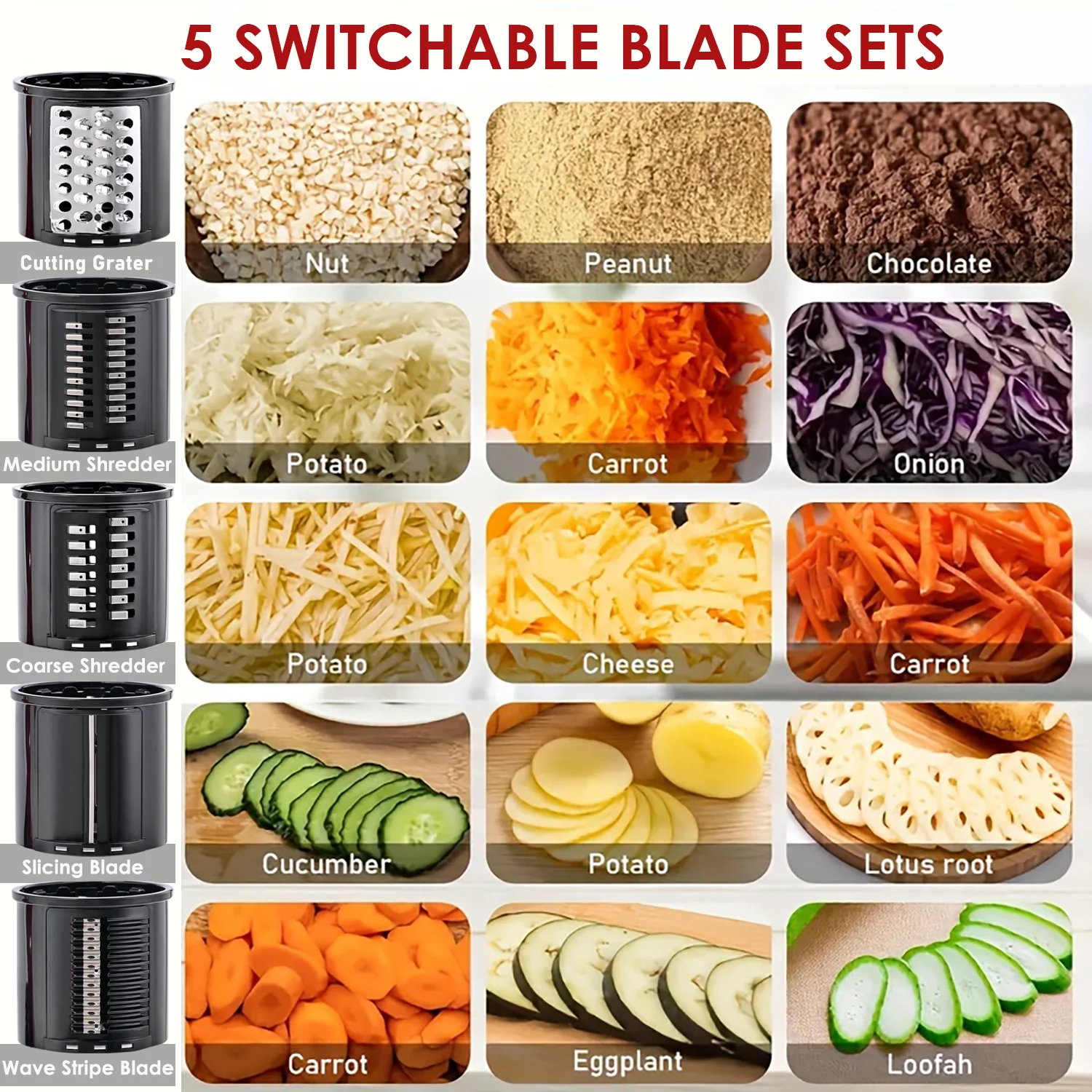 Accessoire de broyeur de trancheuse pour batteur sur socle KitchenAid avec 5 lames