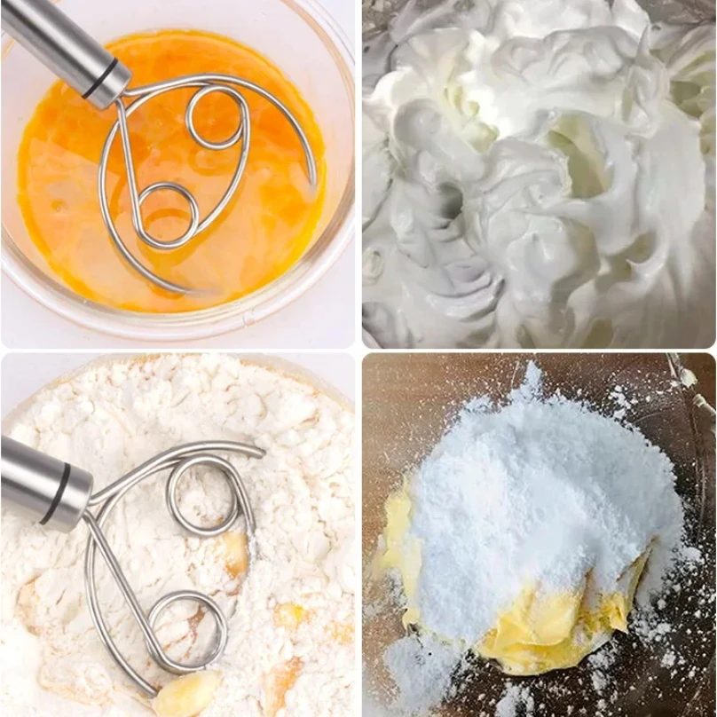Grande main danois pâte fouet pain mélangeur en acier inoxydable gâteau pâtisserie