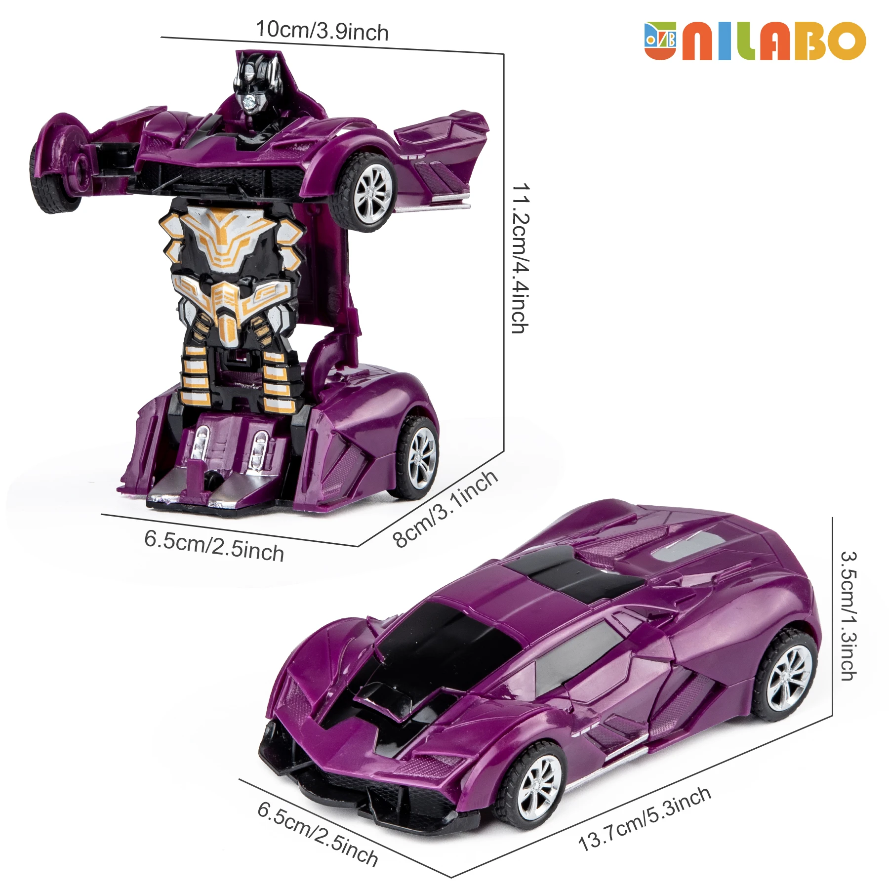 Voiture Robot Jouet pour Enfants - Véhicule de Police Transformable 2-en-1 à Inertie et à Impact, Jouet STEM à Déformation par Collision en une seule étape