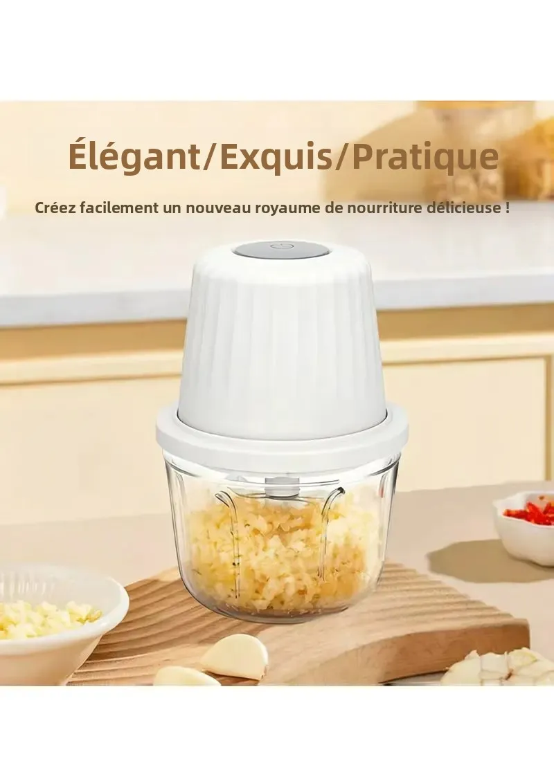 Hachoir à ail électrique portable 400ML avec 6 lames - Mini