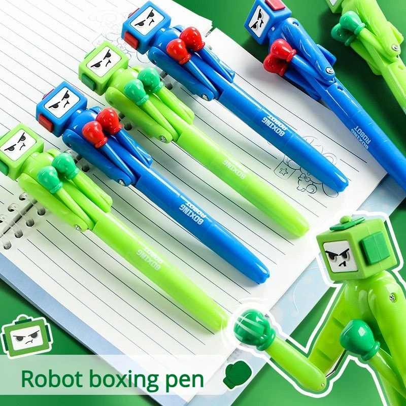Stylo robot de boxe / Stylo accessoire pour cheveux en peluche avec bras de frappe, stylo de signature portable de dessin animé, idéal pour le bureau et la maison