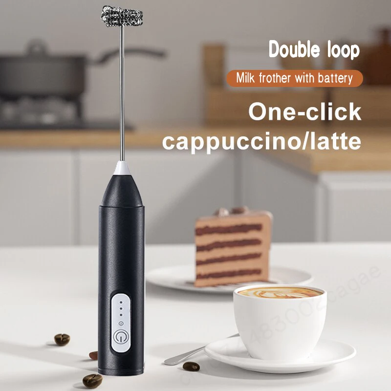 Mousseur à lait sans fil électrique type-c mélangeur à main en acier inoxydable Mini cafetière fouet