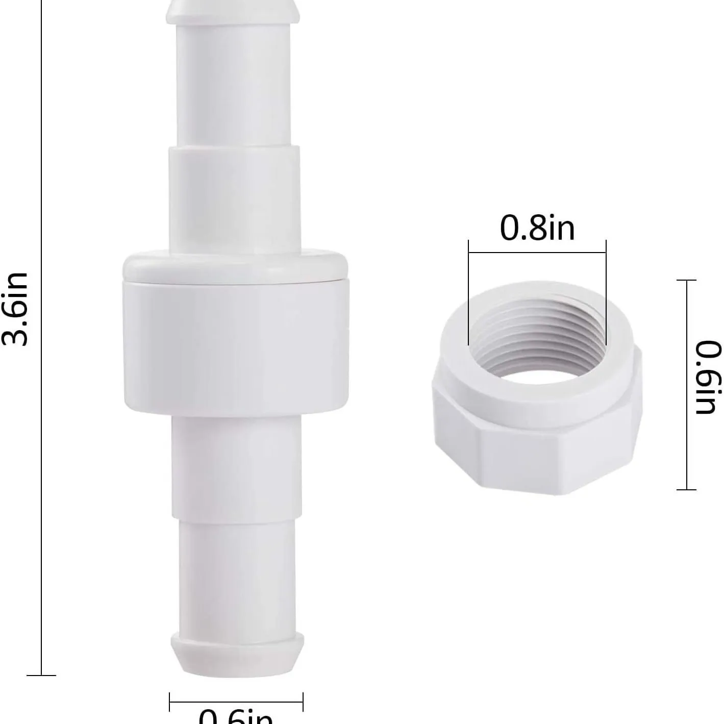 Paquet de 5 tuyaux de nettoyage de piscine pivotants D20 et écrou de tuyau D15 Kit combiné de remplacement pour nettoyeurs de piscine Polaris 280 380 180 480Pro