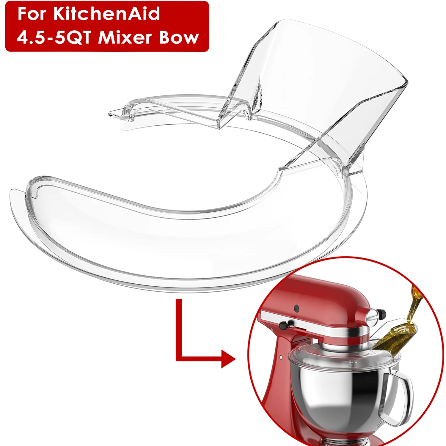 Bouclier anti-éclaboussures pour bol de mixeur KitchenAid 4,5-5QT (acier inoxydable, verre, céramique) - Protection anti-éclaboussures à ajustement sécurisé pour KitchenAid