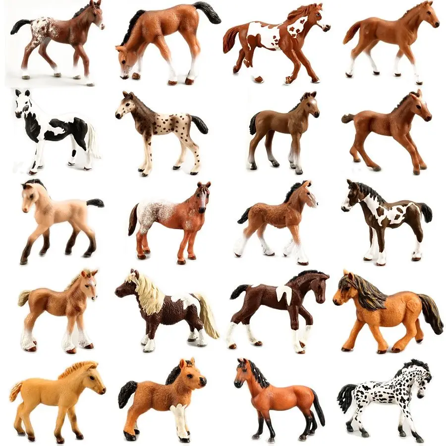 Figurines de chevaux classiques de collection, jouets de simulation, couleurs assorties, modèle de cheval, figurine en PVC, ensemble de jeu éducatif pour enfants