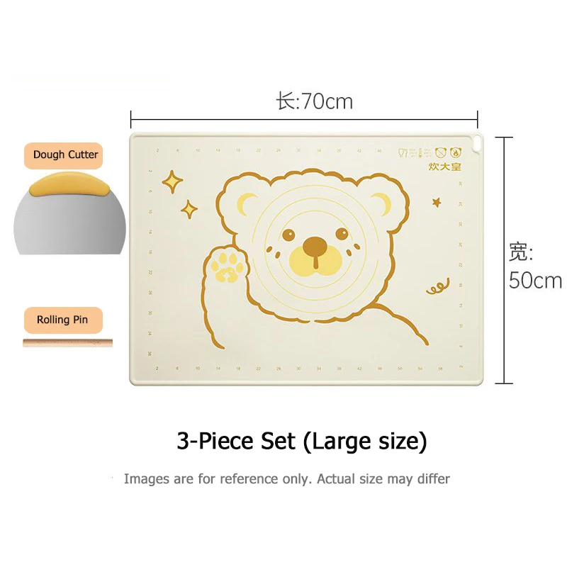 COOKER KING Ensemble de tapis à pâtisserie en silicone 60/70/80 cm