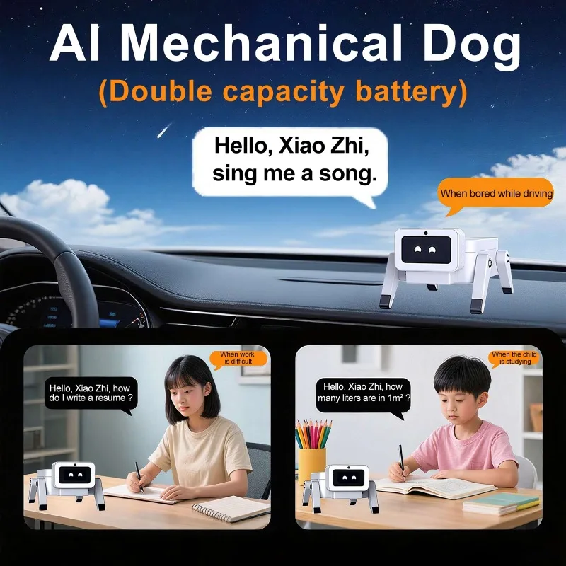 Xiaozhi AI Robot Dog, Contrôle Vocal, Conversation, Intelligence Artificielle Bionique, Chat, Deepseek, Bean Bag, Animal de Compagnie Électronique de Bureau