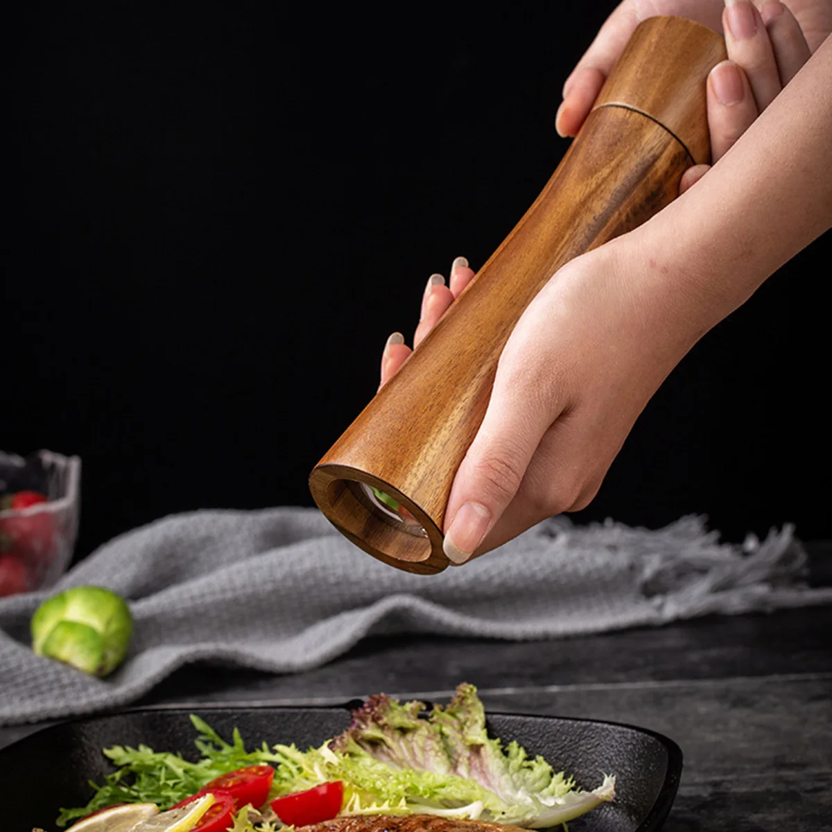 1PC-moulin à poivre en bois ; secoueur