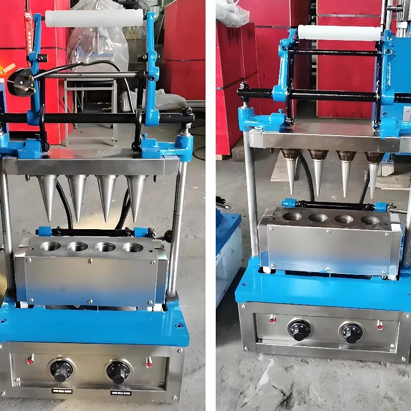 Machine semi-automatique pour mini-cornets de gaufres