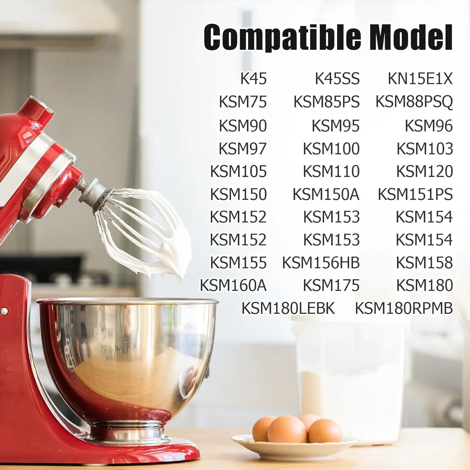 K45WW fouet lavable au lave-vaisselle pour KitchenAid 4.5 litres et 5 QT mélangeur sur socle à tête inclinable 6 fils