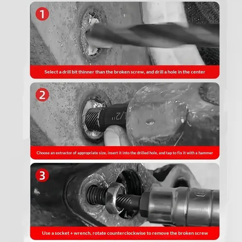 Kit d'extracteurs de vis robustes pour retirer les vis et boulons endommagés, facile à utiliser pour la maison et l'atelier