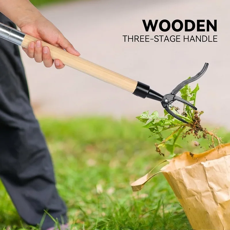 Outil d'extraction de mauvaises herbes sur pied, dissolvant de mauvaises herbes réglable de 45 pouces, extracteur de mauvaises herbes sans courbure pour pelouse de jardin, désherbeur Vertical Durable