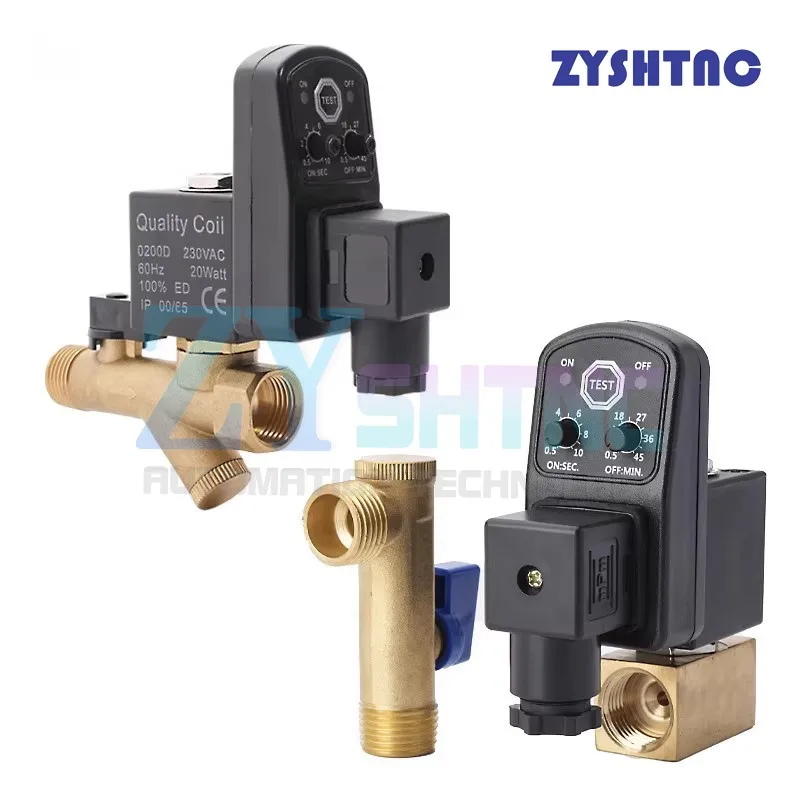 Vanne de vidange d'air G1/2, vanne de vidange électronique DN15, filtre de compresseur d'air, réservoir de stockage sec, refroidisseur, minuterie électrique, contrôle automatique de l'eau
