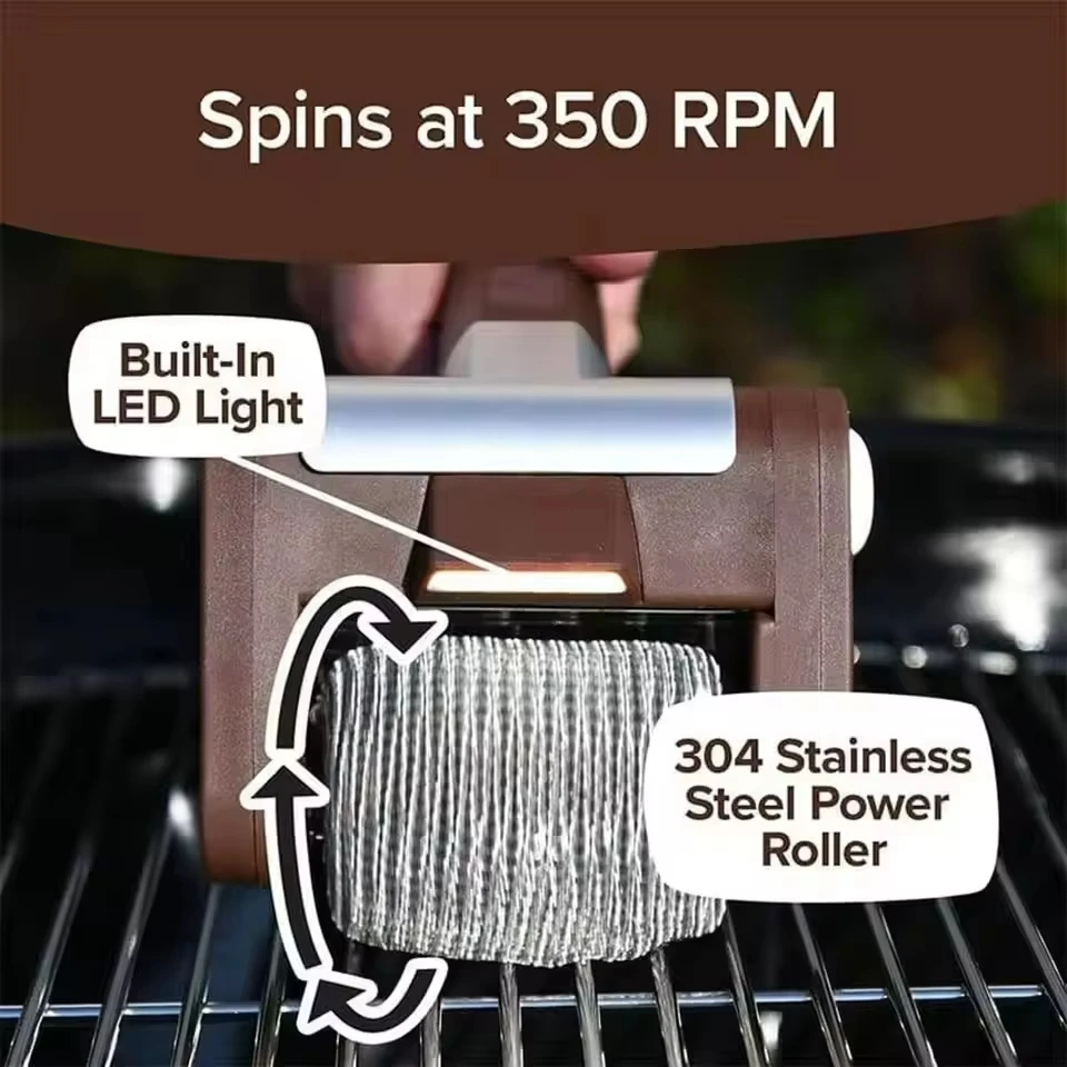Brosse à gril électrique à rouleau 350 tr/min