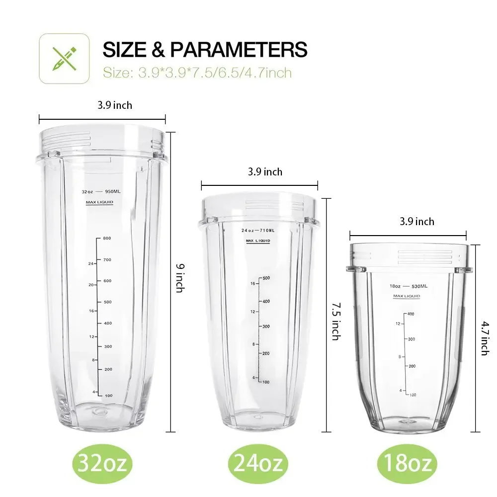 Tasses 18/24/32OZ pour mélangeur Ninja avec couvercle