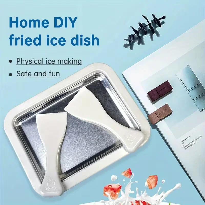 Machine à glace roulée instantanée pour la maison avec 2 spatules, pour sorbet et yaourt glacé DIY, machine à glace pilée