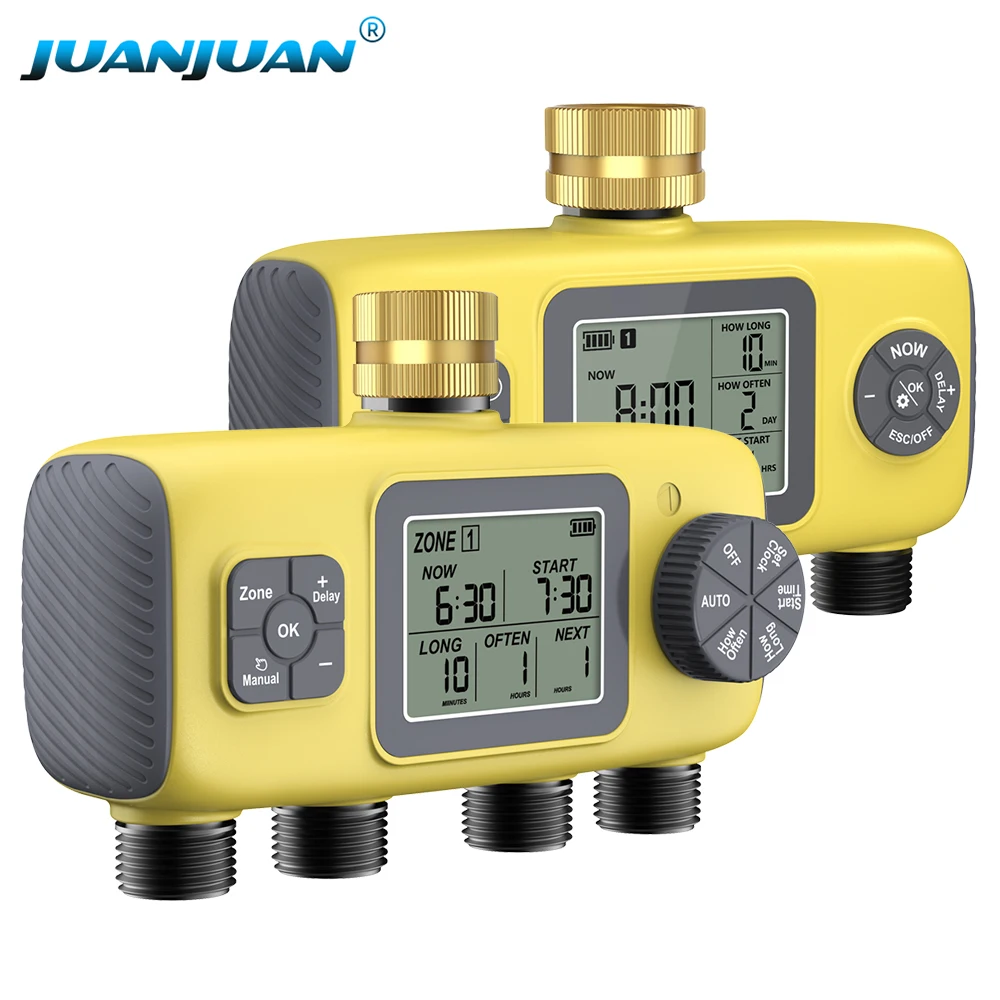 Programmateur d'arrosage numérique 4 sorties avec capteur de pluie pour système d'irrigation de jardin