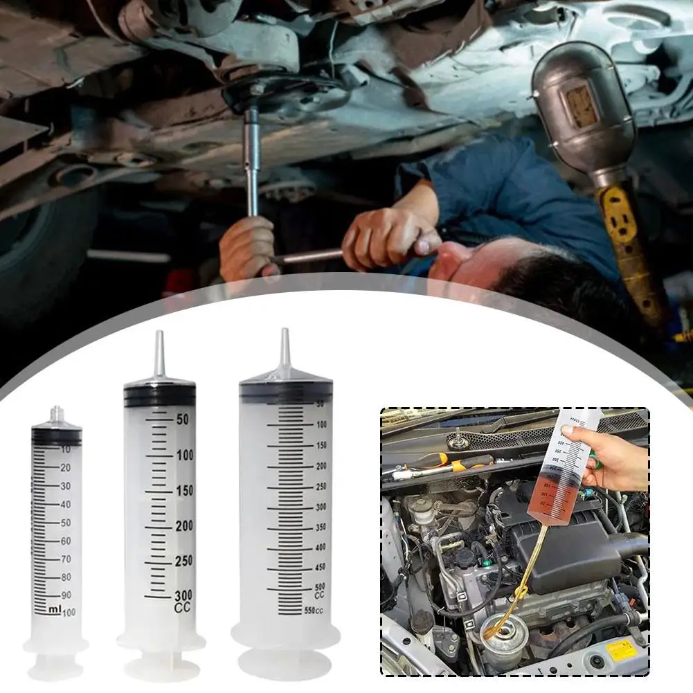 Pompe à seringue extracteur grande capacité 100/300/550 ml avec échelle, aiguille réutilisable, seringue à vide pour aspiration d'huile, outil de réparation automobile
