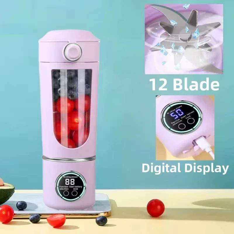Nouveau mélangeur de jus Portable pour Shakes Smoothies 700ML plusieurs couleurs 12 lames mélange rapide 2 en 1