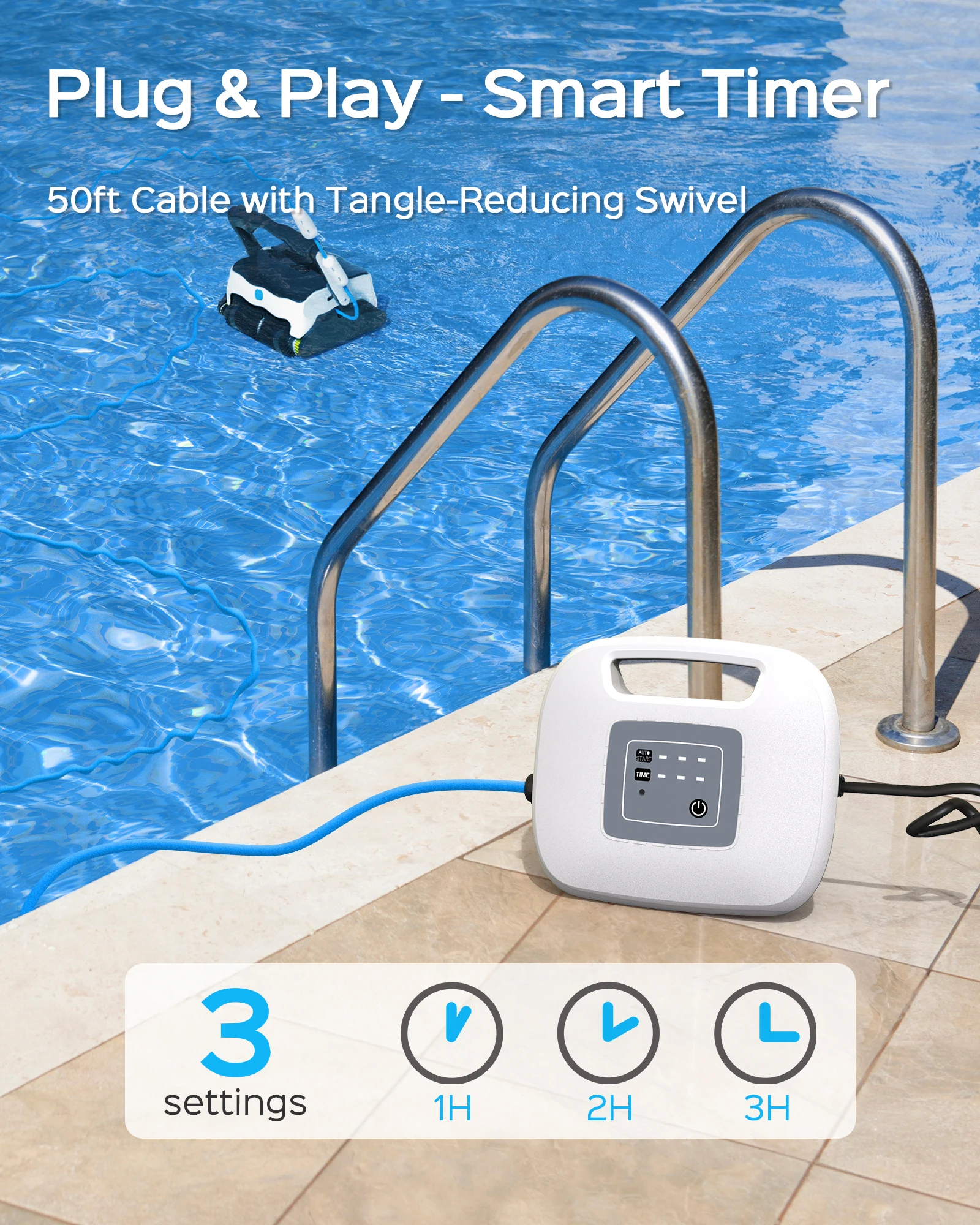 Aspirateur Robot pour Piscine Murale, Balai à Récurer pour l'annulation, Câble Flottant de 15m, Haute Aspiration