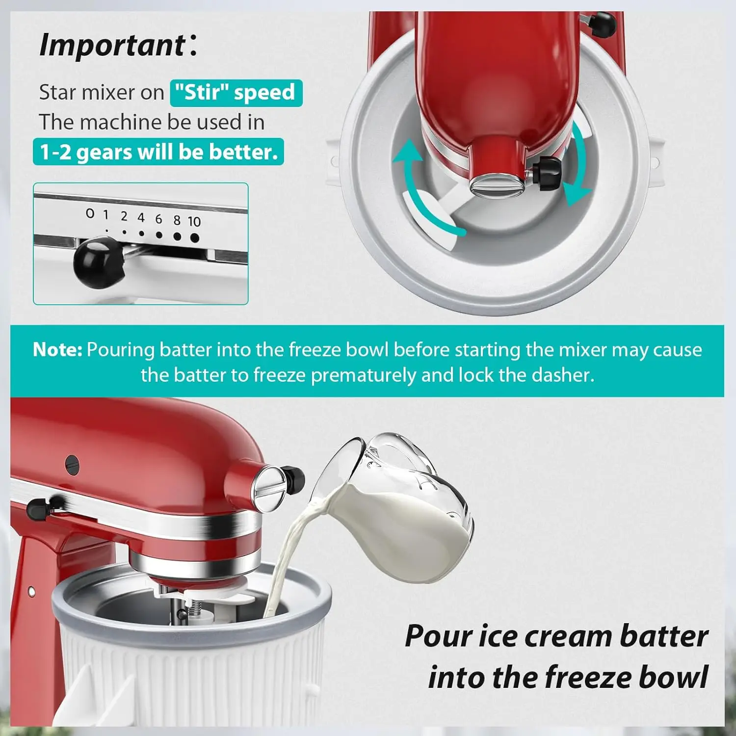 Accessoire de machine à crème glacée pour batteur sur socle KitchenAid