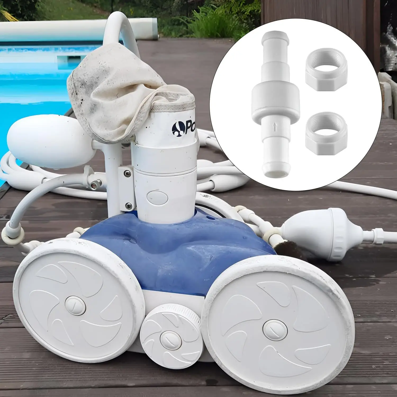 Paquet de 5 tuyaux de nettoyage de piscine pivotants D20 et écrou de tuyau D15 Kit combiné de remplacement pour nettoyeurs de piscine Polaris 280 380 180 480Pro