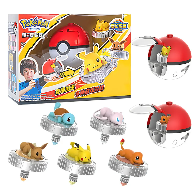 Pokemon toupie balle jouet figurine originale Pikachu Charmander écureuil Mew Eevee boîte gyroscope spin bataille jeu poke enfant