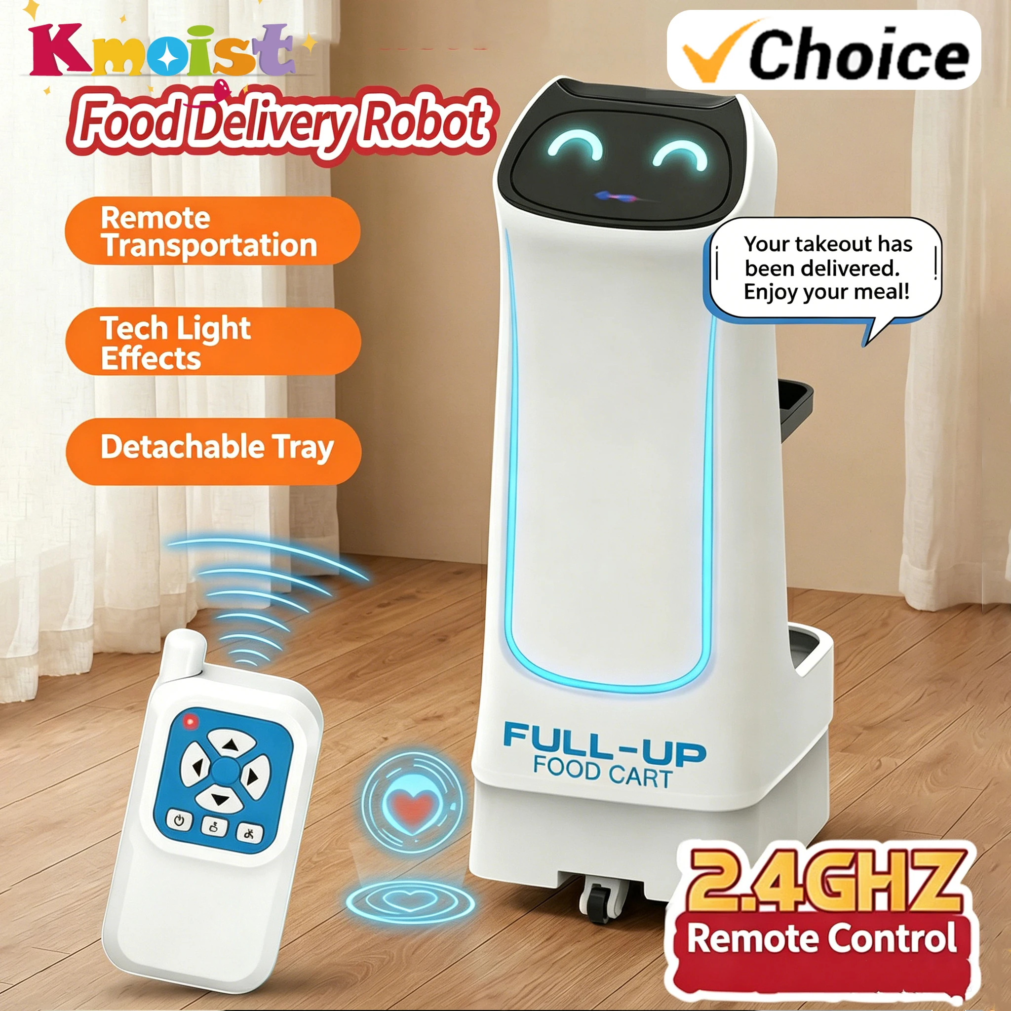 Robot de livraison de nourriture RC 2.4G avec son et lumières, fonction de levage et de service, télécommande, jouets électriques interactifs parent-enfant, cadeaux pour enfants