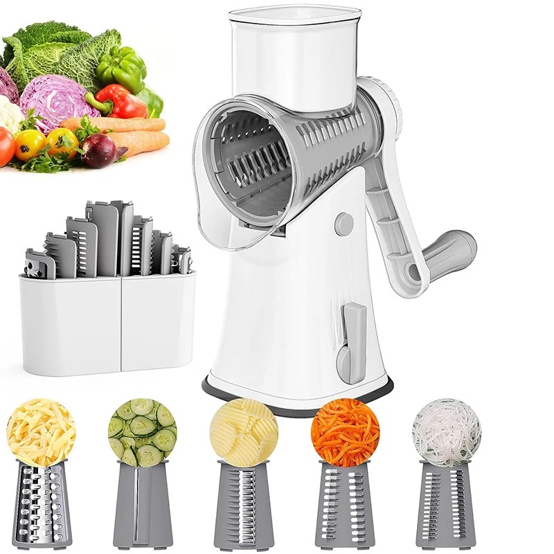 LMETJMA 5 en 1 râpe à fromage rotative broyeur cuisine Mandoline légumes Julienne trancheuse gaufre coupe noix hachoir JT247