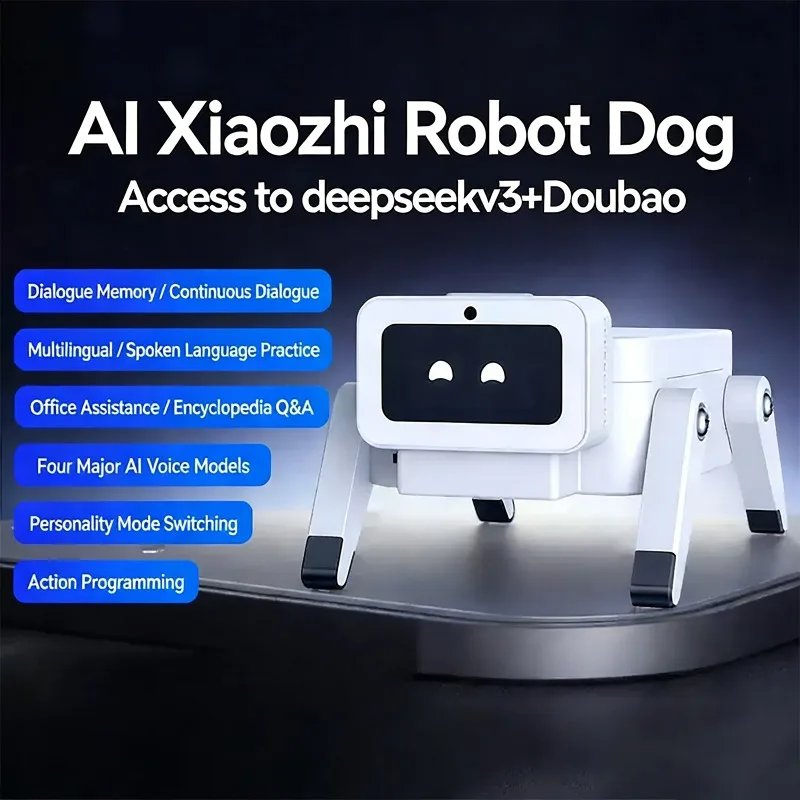 Xiaozhi AI Robot Dog, Contrôle Vocal, Conversation, Intelligence Artificielle Bionique, Chat, Deepseek, Bean Bag, Animal de Compagnie Électronique de Bureau