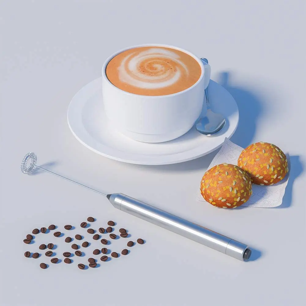 Mousseur à lait électrique à piles pour café, mini centre commercial, en acier inoxydable