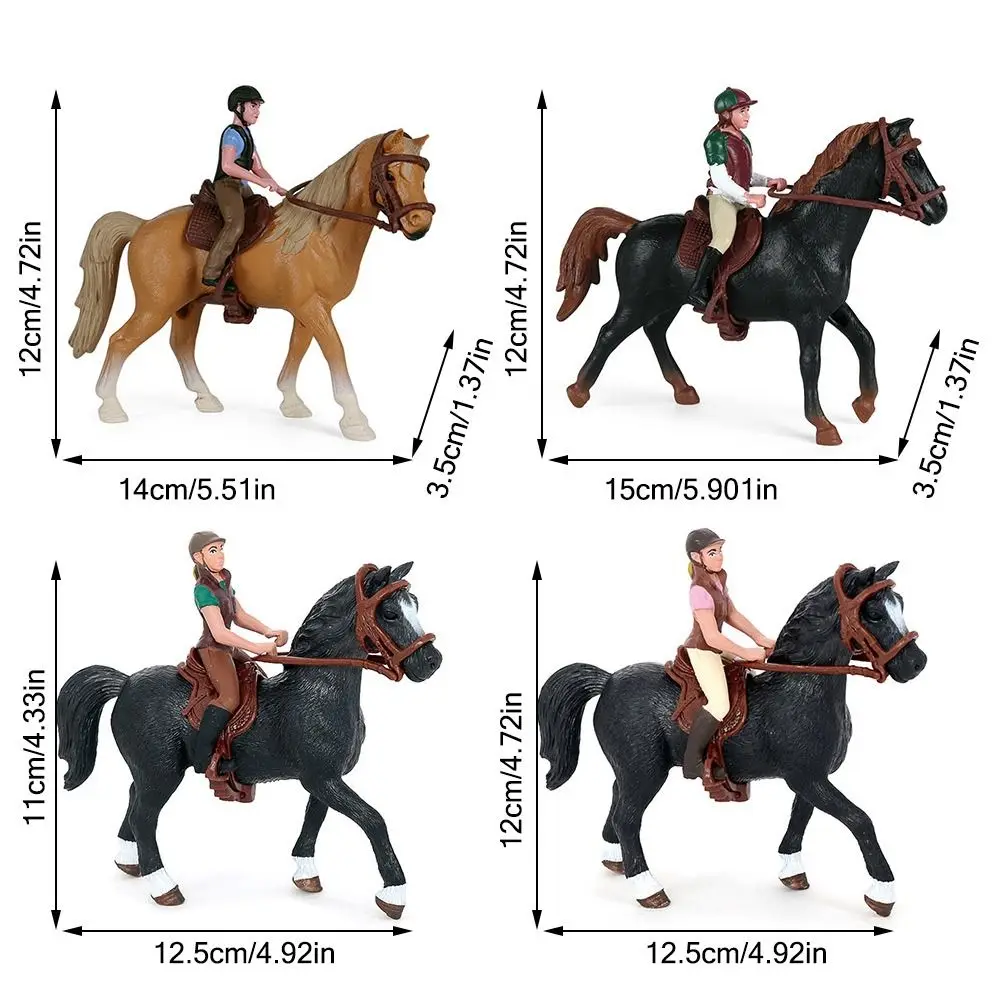 Figurine de cavalier Élréaliste, modèle de cheval réaliste, animal de ferme, simulation en plastique, figurine équestre, scène de bricolage