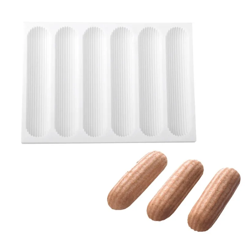 Moule de cuisson en silicone pour éclairs au chocolat à 6 cavités
