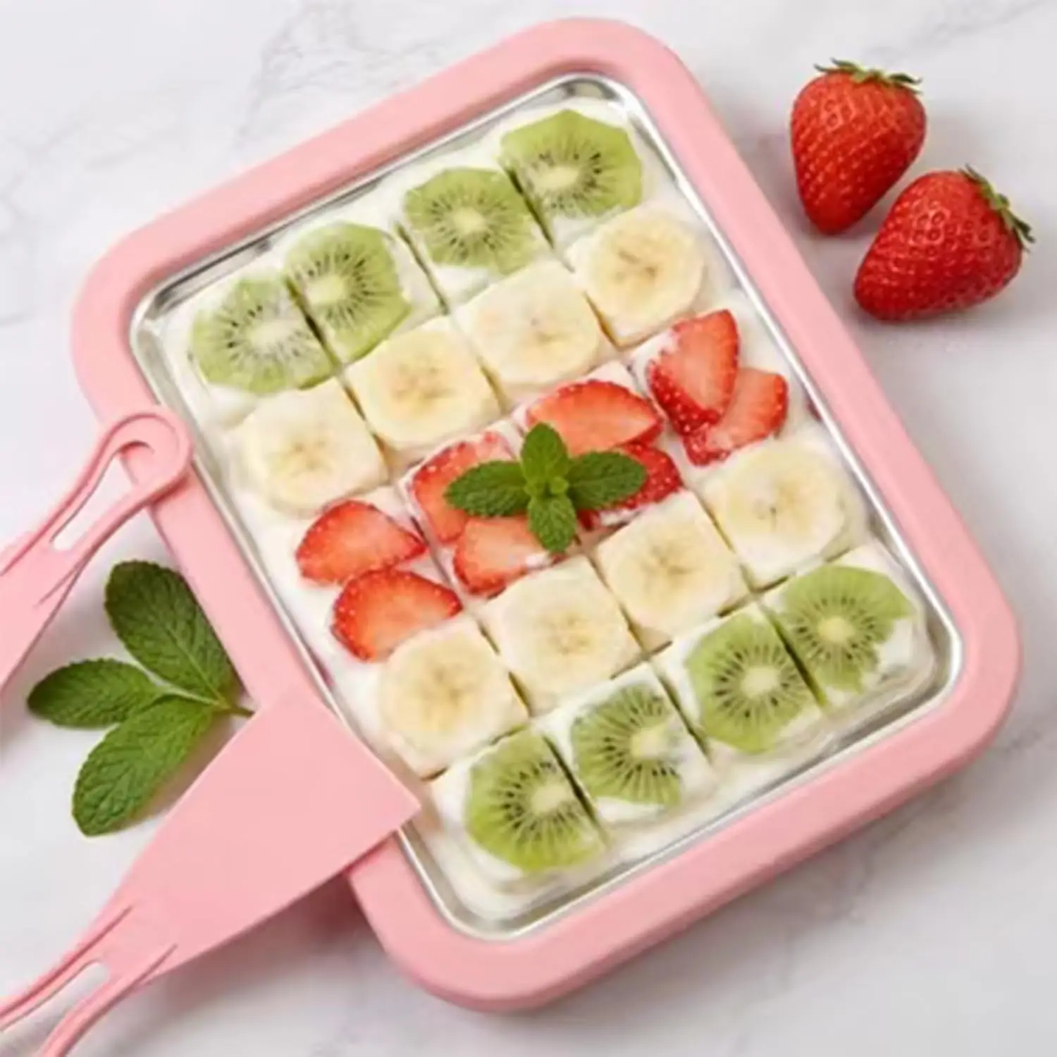 Machine à glace roulée instantanée pour la maison avec 2 spatules, pour sorbet et yaourt glacé DIY, machine à glace pilée