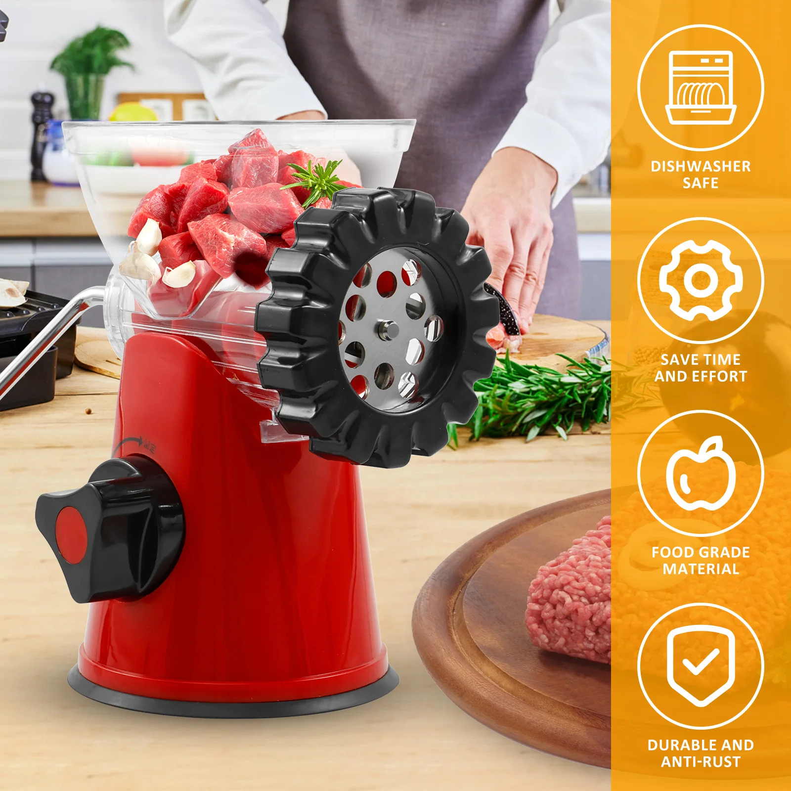 Hachoir à viande manuel pour farcir la viande, machine à viande, farce à saucisses, hachoir à épices, gadget de cuisine pour enfants, vidéo, 1995
