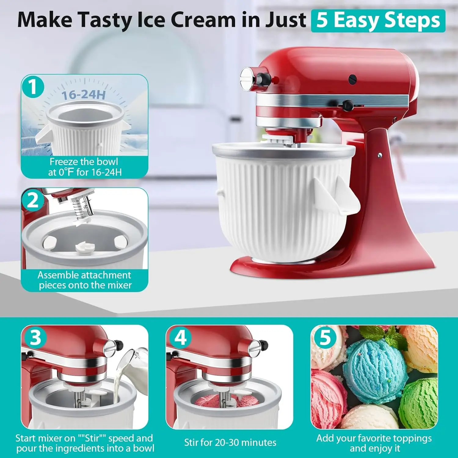 Accessoire de machine à crème glacée pour batteur sur socle KitchenAid