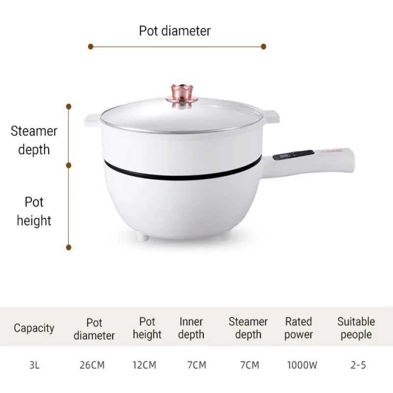 Cuiseurs électriques multifonctions simple/Double couche 1-2 personnes poêle antiadhésive domestique marmite cuiseur à riz appareils de cuisson