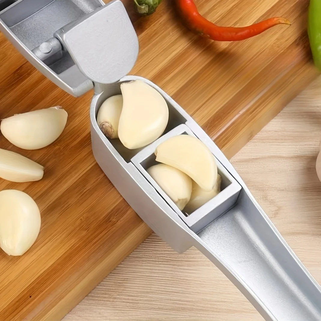 Presse-ail et trancheuse 2 en 1 – Hachoir et trancheur d'ail et de gingembre en aluminium – avec tranchage et broyage – Outils de cuisine
