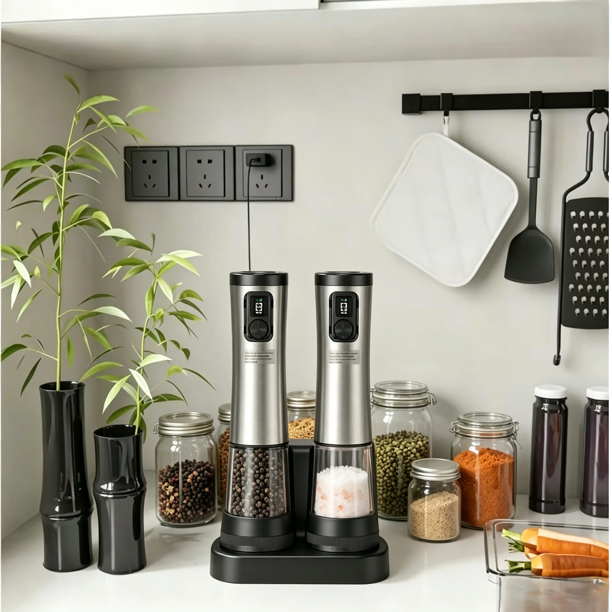 Ensemble de moulins à poivre automatiques avec écran LED