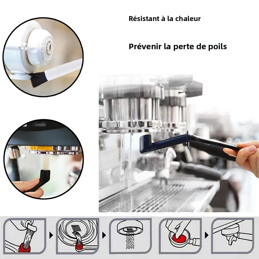 Ensemble de 5 brosses à expresso - Brosse de nettoyage en bois pour moulin à café et machine