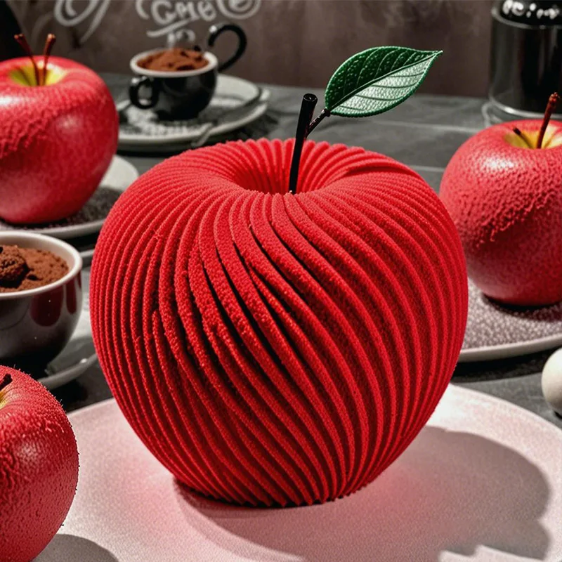 Moule à gâteau en Mousse de pomme en spirale, en Silicone, pâtisserie française, chocolat, noël, saint-valentin, vacances