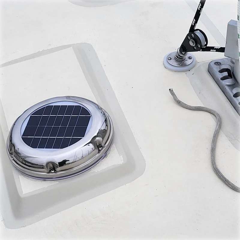 Ventilateur solaire de toit en acier inoxydable, 2.5W, Ventilation d'échappement, 60CFM, étanche, idéal pour camping-car, bateau, conteneur, serre, toilettes