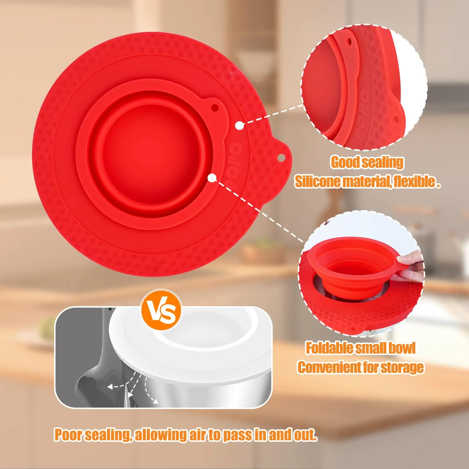 Couverture de bol en silicone pour mélangeurs sur socle inclinable de 4,5 à 5 quarts, avec couvercle de protection anti-éclaboussures, compatible avec KitchenAid, avec petit bol pliable