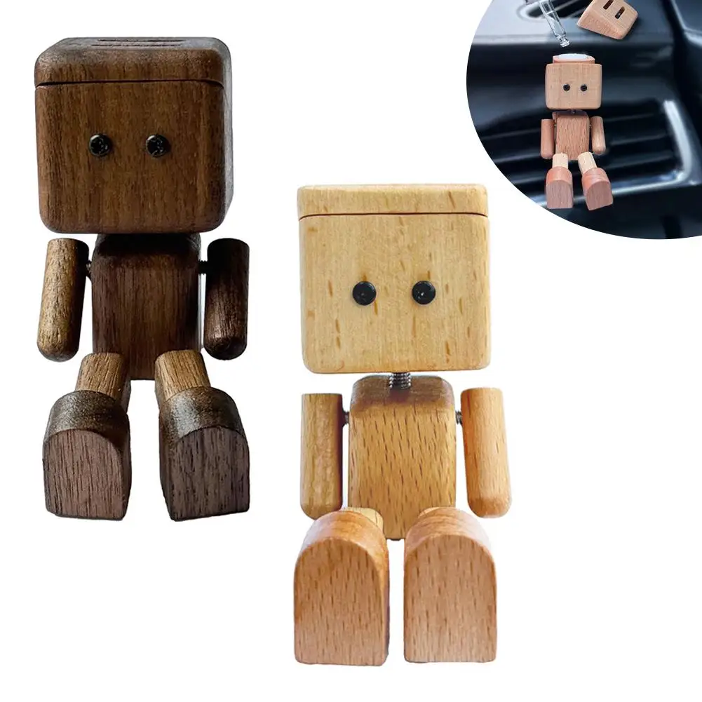Figurine d'homme en bois secouant, Robot oscillant des jambes, mignon, intérieur de voiture, ornements en bois, décor de bureau amusant, cadeaux créatifs