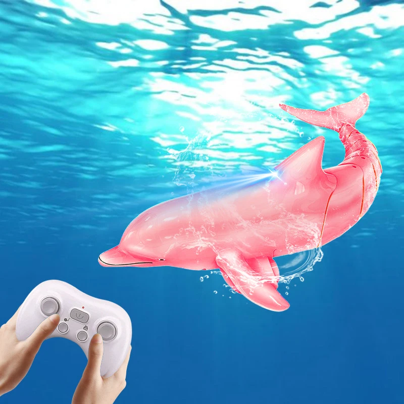 Jouet de poisson dauphin Rc 2.4G, piscine d'eau légère, électrique, étanche, télécommande, jouets animaux de natation pour garçons, cadeau de noël pour enfants