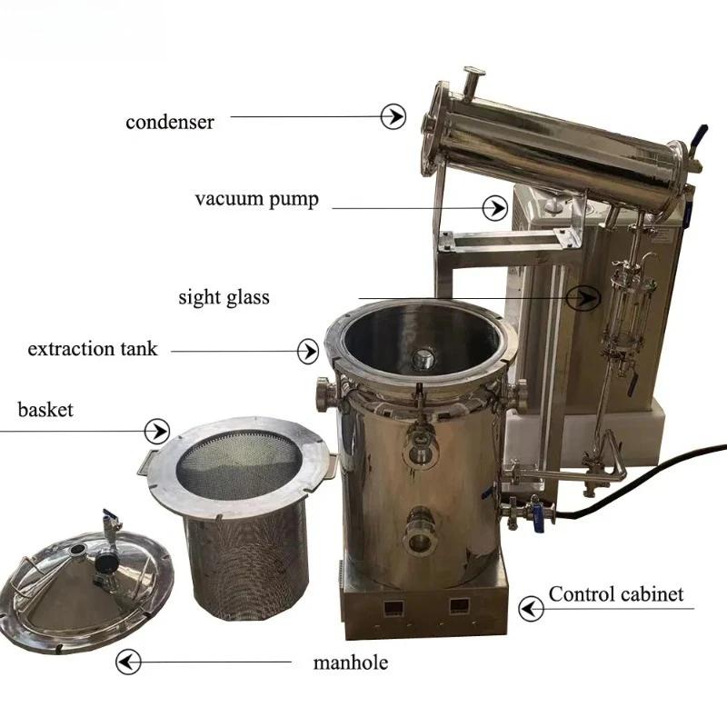 Extracteur d'huiles essentielles 10-50L, usage laboratoire, machine d'extraction sous vide pour plantes médicinales, personnalisée pour le traitement des huiles essentielles de fleurs