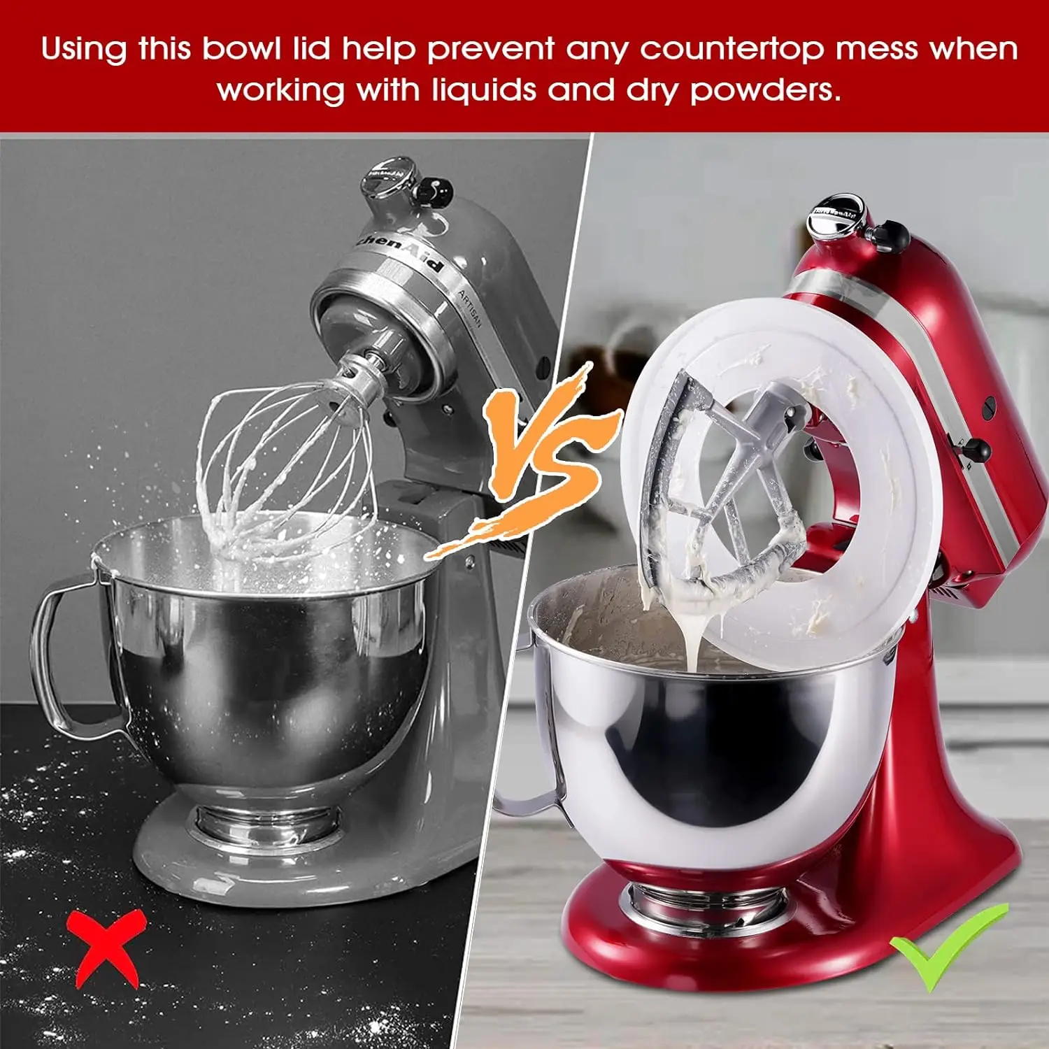 Couvercle de bol mélangeur pour mélangeurs sur socle à tête inclinable KitchenAid de 4