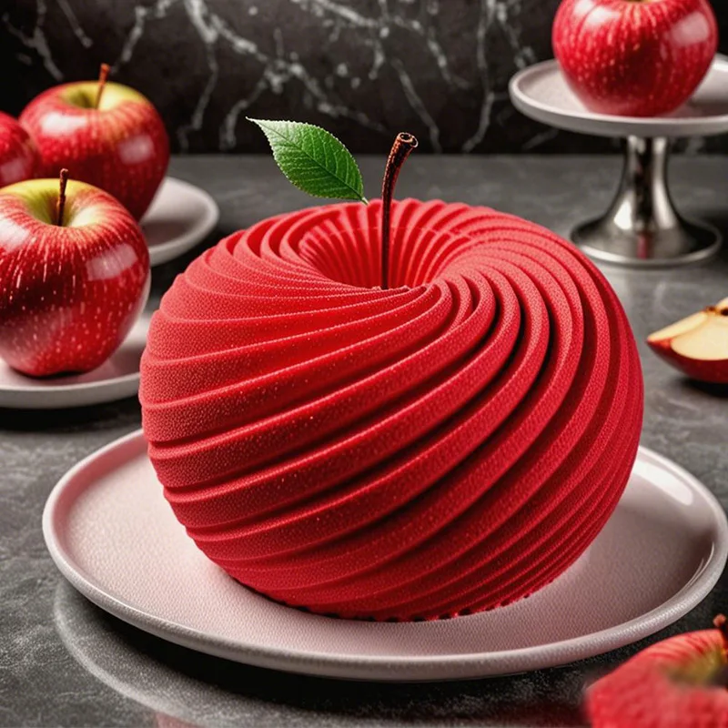 Moule à gâteau en Mousse de pomme en spirale, en Silicone, pâtisserie française, chocolat, noël, saint-valentin, vacances